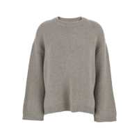 Pulovere Grey Crewneck Knit Sweater With Dropped Shoulders In Cashmere Woman Femei