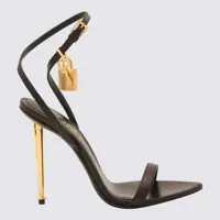 Pantofi cu toc Tom Ford Black Leather Padlock Sandals Femei