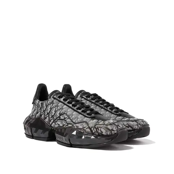 Sneakers Jimmy Choo Jimmy Choo Diamond JC Monogram Glitter Leather Sneakers Black Femei (BM 18109692) 2