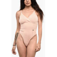 Bluze V-Neck Perforated Wool Body With Ribbed Details Femei