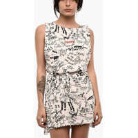 Costume de baie intregi All-Over Printed Mini Beach Cover Up Dress With Belt Femei