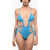 DSQUARED2 Solid Color One Piece Swimsuit With Cut-Out Details Blue