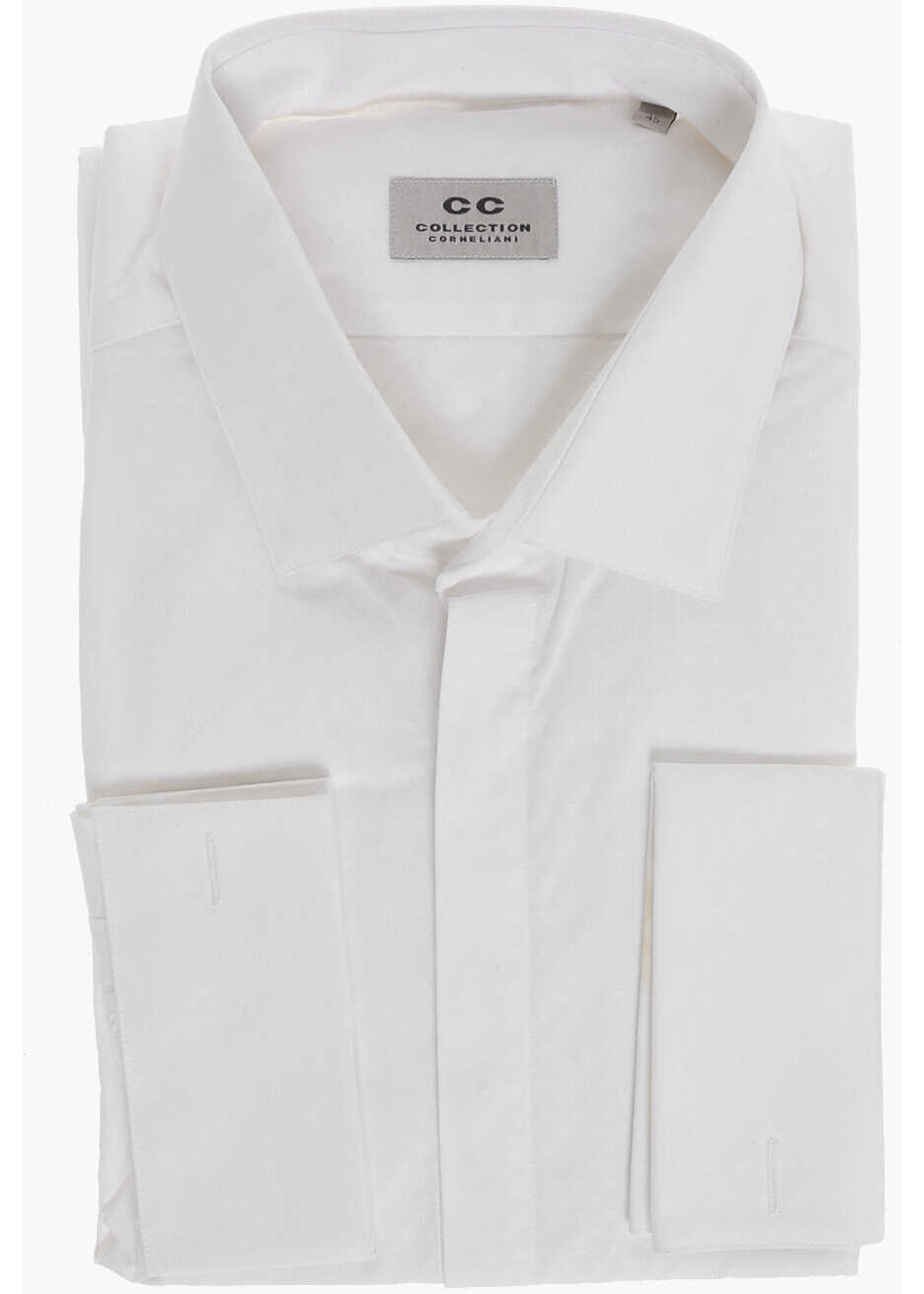 Camasi casual CORNELIANI Cc Collection Jacquard Cotton Shirt White Barbati (BM 18109957) 1