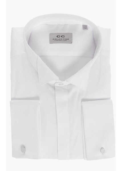 Camasi elegante CORNELIANI Cc Collection Wing-Tip Stretch Popeline Shirt White Barbati (BM 18109975) 1
