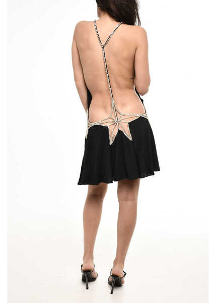 Rochii scurte DSQUARED2 Silk Blend Mini Dress With Jewels And Cut -Out Detail Black Femei (BM 18109978) 2