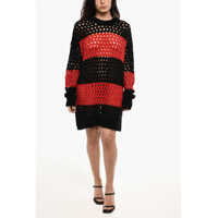 Rochii lungi Openwork Knitted Striped Maxi Dress Femei