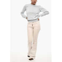 Pantaloni DSQUARED2 Dama - Pantaloni casual DSQUARED2 Mid-Waist Boot Cut Leather Pants White Femei (BM 18110125) - B-mall.ro