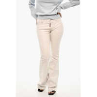 Pantaloni casual Mid-Waist Boot Cut Leather Pants Femei