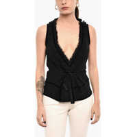 Bluze Sheer V Neck Top With Bow Femei