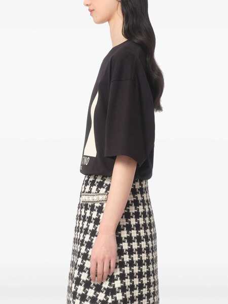 Tricouri Valentino Garavani Chez Valentino Print T-Shirt BLACK Femei (BM 18110356) 5