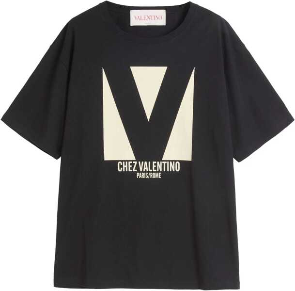 Tricouri Valentino Garavani Chez Valentino Print T-Shirt BLACK Femei (BM 18110356) 1
