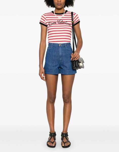 Tricouri Valentino Garavani Striped Cotton Jersey T-Shirt RED Femei (BM 18110371) 2