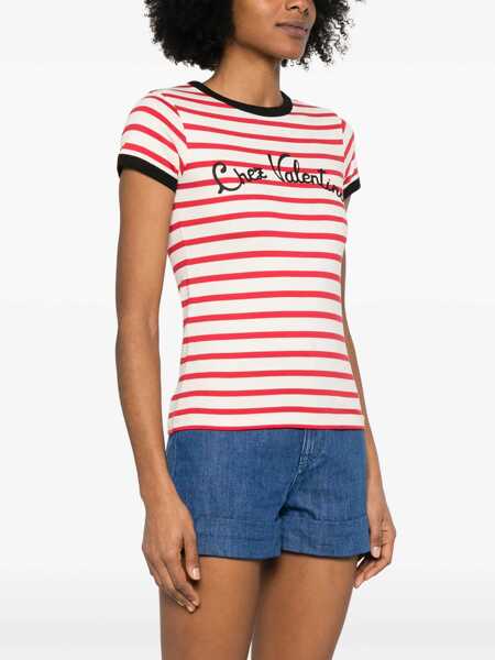 Tricouri Valentino Garavani Striped Cotton Jersey T-Shirt RED Femei (BM 18110371) 3