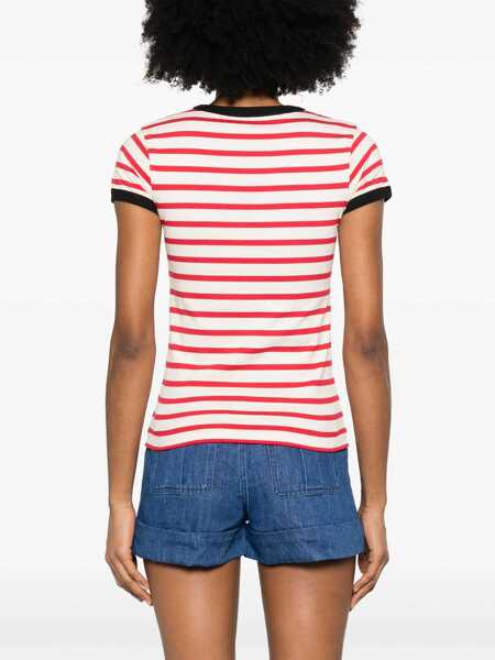 Tricouri Valentino Garavani Striped Cotton Jersey T-Shirt RED Femei (BM 18110371) 4