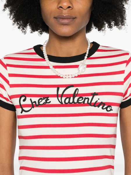 Tricouri Valentino Garavani Striped Cotton Jersey T-Shirt RED Femei (BM 18110371) 5