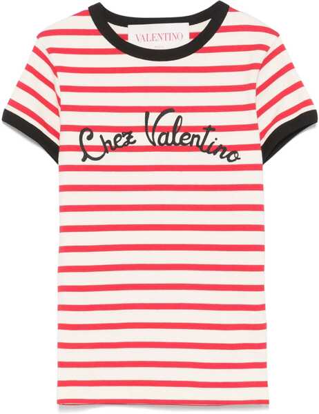 Tricouri Valentino Garavani Striped Cotton Jersey T-Shirt RED Femei (BM 18110371) 1