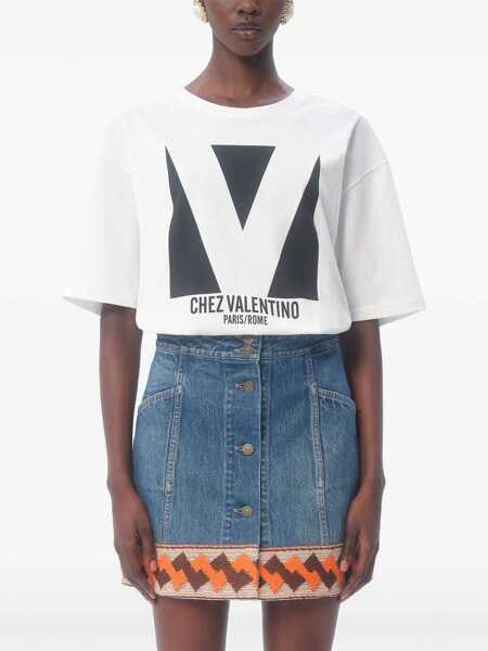 Tricouri Valentino Garavani Chez Valentino Print T-Shirt WHITE Femei (BM 18110401) 3