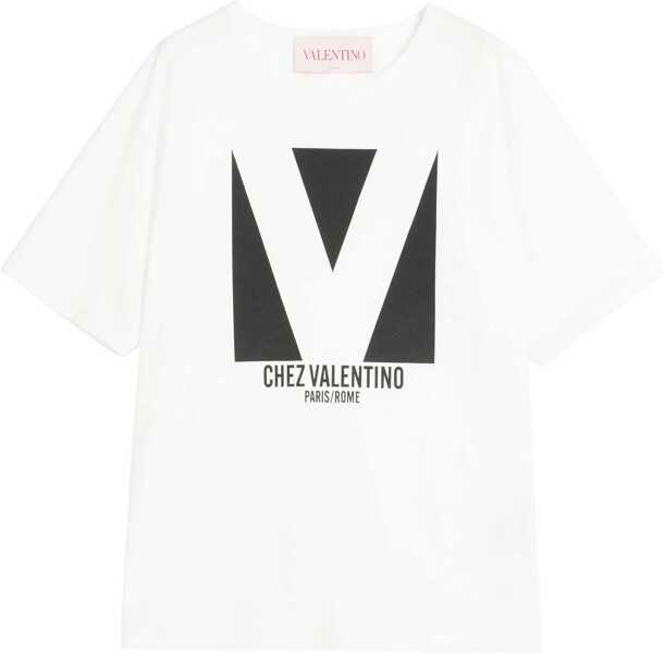 Tricouri Valentino Garavani Chez Valentino Print T-Shirt WHITE Femei (BM 18110401) 1