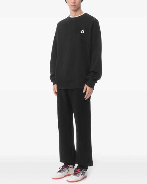 Bluze de trening Valentino Garavani Cotton Crewneck Sweatshirt With Chez Valentino Patch BLACK Barbati (BM 18110458) 2