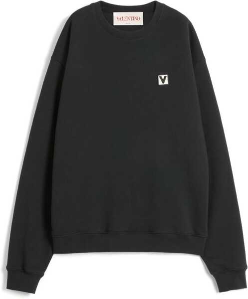 Bluze de trening Valentino Garavani Cotton Crewneck Sweatshirt With Chez Valentino Patch BLACK Barbati (BM 18110458) 1