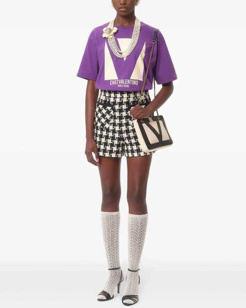 Tricouri Valentino Garavani Chez Valentino Print T-Shirt PURPLE Femei (BM 18110464) 2