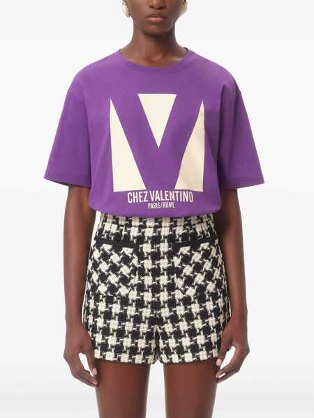 Tricouri Valentino Garavani Chez Valentino Print T-Shirt PURPLE Femei (BM 18110464) 3