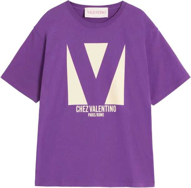 Tricouri Valentino Garavani Chez Valentino Print T-Shirt PURPLE Femei (BM 18110464) 1
