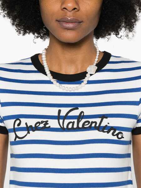 Tricouri Valentino Garavani Striped Cotton Jersey T-Shirt BLUE Femei (BM 18110467) 5