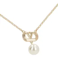 Bijuterii Valentino Garavani Dama - Coliere Valentino Garavani Metal Ovalette Necklace With Swarovski Pearl GOLD Femei (BM 18110515) - B-mall.ro