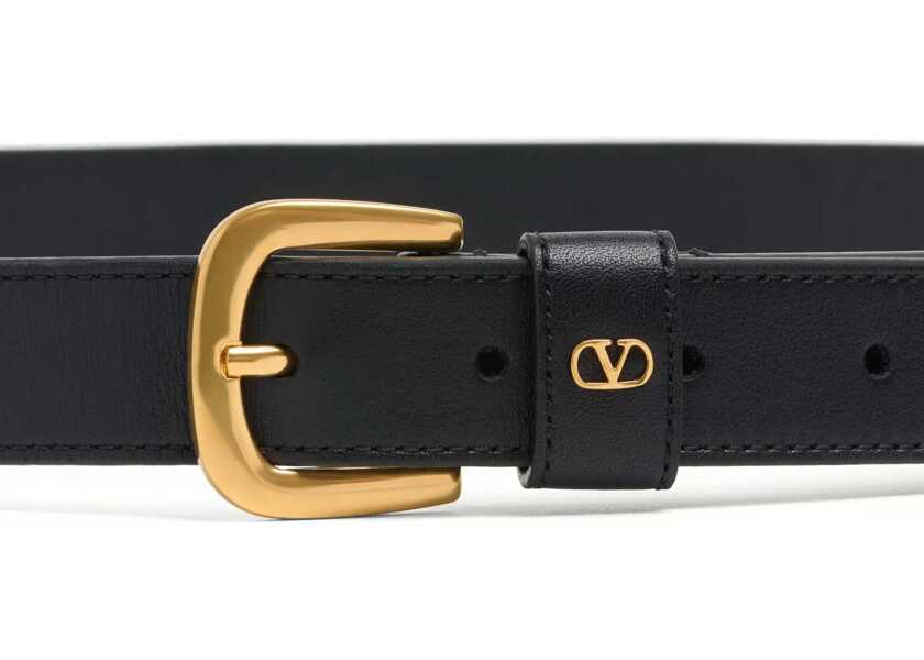 Curele Valentino Garavani Glossy Calfskin Vlogo Signature Belt BLACK Barbati (BM 18110518) 2