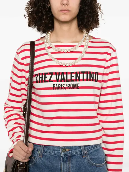 Tricouri Valentino Garavani Cotton Long Sleeve T-Shirt With Print RED Femei (BM 18110536) 5