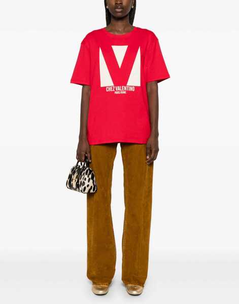 Tricouri Valentino Garavani Chez Valentino Print T-Shirt RED Femei (BM 18110593) 2