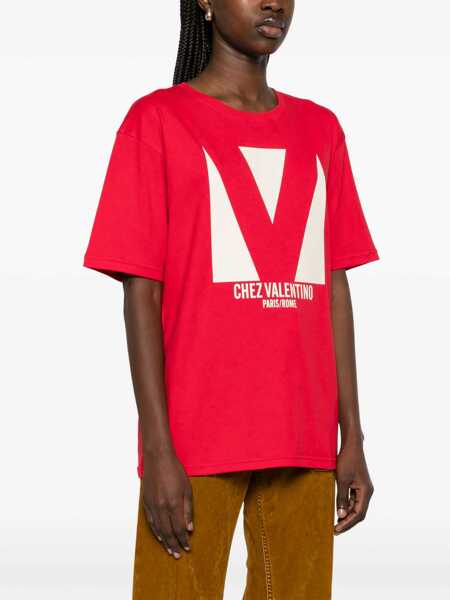 Tricouri Valentino Garavani Chez Valentino Print T-Shirt RED Femei (BM 18110593) 3