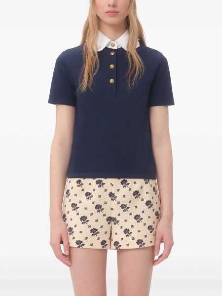 Tricouri Polo Valentino Garavani Embroidered Cotton Sweatshirt Polo Shirt BLUE Femei (BM 18110623) 3