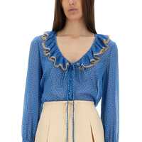 Imbracaminte Valentino Garavani Dama - Bluze Valentino Garavani Light Georgette Print Plusdepois Shirt BLUE Femei (BM 18110689) - B-mall.ro