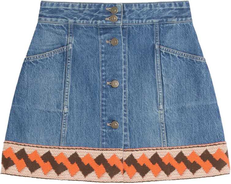 Fuste casual Valentino Garavani Denim Skirt With Jacquard Trim DENIM Femei (BM 18110692) 1