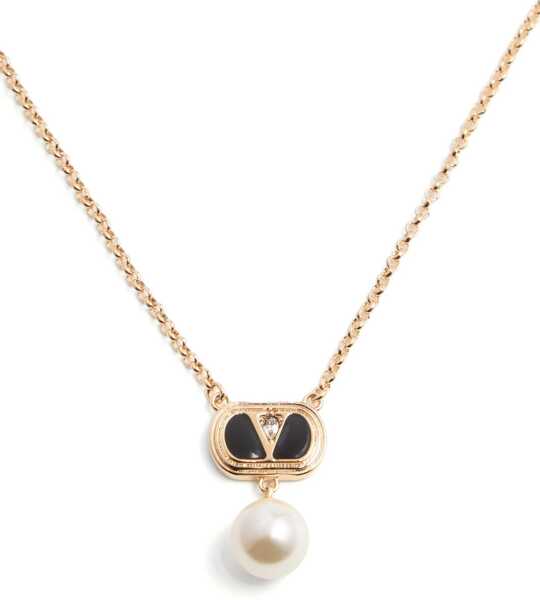 Coliere Valentino Garavani Metal Ovalette Necklace With Enamel, Crystal And Swarovski Pearl GOLD Femei (BM 18110791) 4