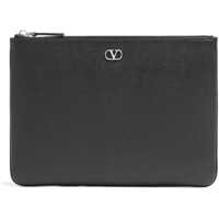 Genti de mana Signature Vlogo Pouch In Garnet Calfskin Barbati