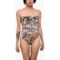 Costume de baie intregi Strapless Printed One Piece Swimsuit Femei