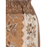 Pantaloni casual ZIMMERMANN Dama - Pantaloni casual ZIMMERMANN Lucky Brown Pants With Elastic Drawstring Waist And All-Over Floral Print In Silk Woman BROWN Femei (BM 18111837) - B-mall.ro