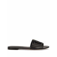 Sandale Dolce & Gabbana Dg Logo Leather Flat Sandals Femei