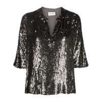 Bluze Metallic Sequin Blouse With V Neck In Tech Fabric Woman Femei