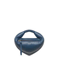 Genti de mana 'Tortellino' Blue Mini Handbag With Adjustable And Removable Shoulder Strap And Logo Lettering On The Front In Leather Woman Femei