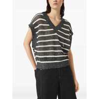 Pulovere Brunello Cucinelli Dama - Pulovere casual Brunello Cucinelli Striped Vest GREY BLUE Femei (BM 18115993) - B-mall.ro