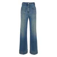 Blugi 'Alina' Blue Jeans With Belt Loops And Logo Embroidery On The Pocket In Denim Woman Femei