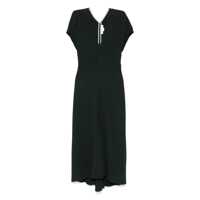 Rochii Green Midi Dress With Ruched Sleeves And V Neck In Viscose Blend Stretch Woman Femei