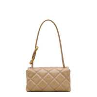 Genti de umar 'Mini Dual' Beige Quilted Crossbody Bag With Turn-Lock Closure And Adjustable Shoulder Strap In Leather Woman Femei