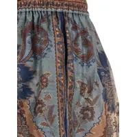 Pantaloni casual ZIMMERMANN Dama - Pantaloni casual ZIMMERMANN Ascension Multicolor Shorts With Elastic Drawstring And All-Over Print In Silk Woman MULTICOLOR Femei (BM 18158451) - B-mall.ro