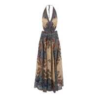 Rochii 'Ascension' Multicolor Sleeveless Long Dress With Halterneck And All-Over Print In Cotton Woman Femei