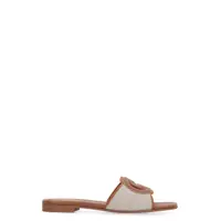 Sandale Gucci Leather And Fabric Slides Femei